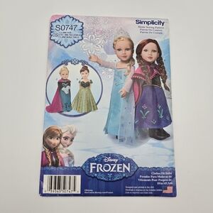 NEW Simplicity Disney Frozen Anna Elsa 18" Doll Dress Sewing Pattern UNCUT